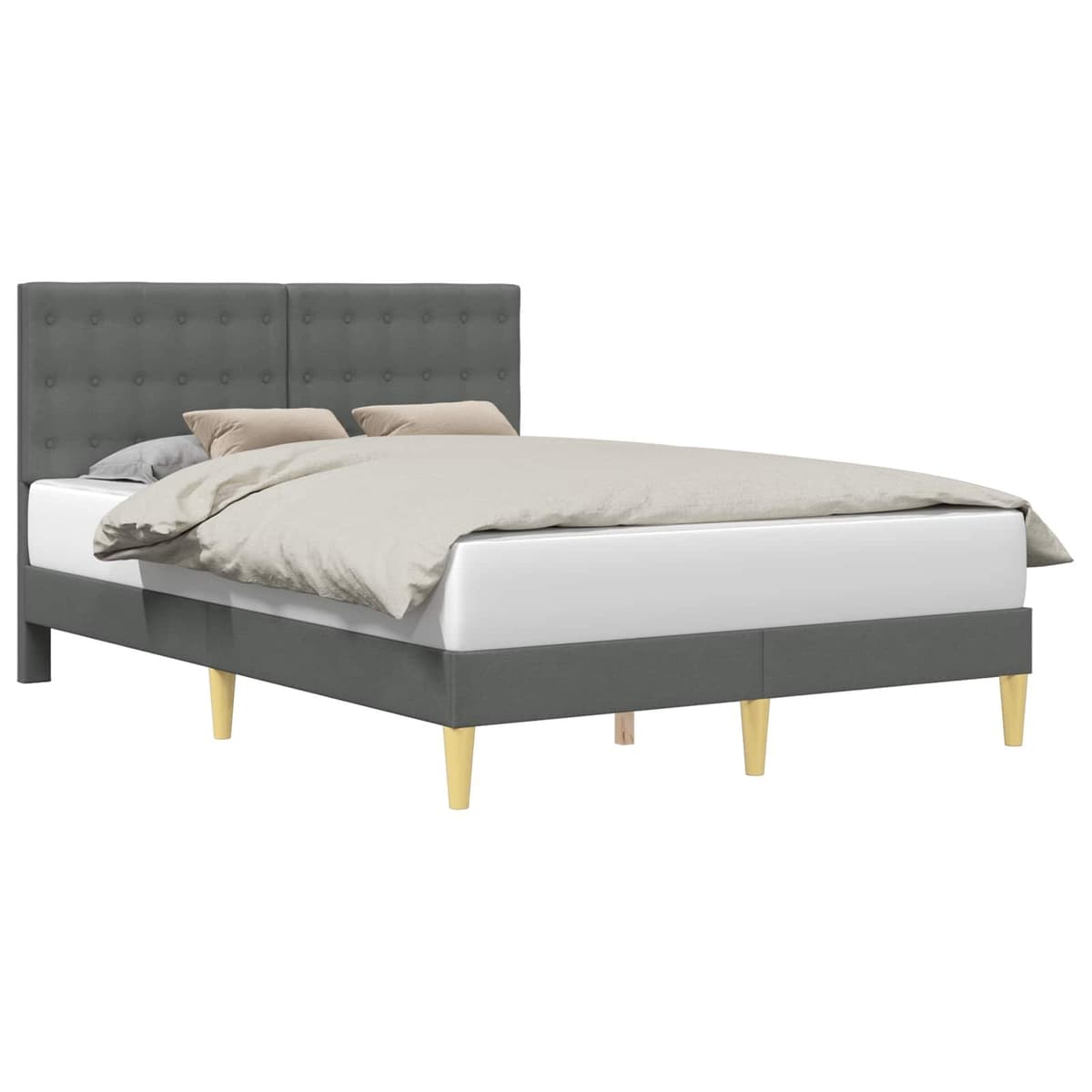 Dark Grey Fabric Headboard Bed Frame 137 x 190 cm