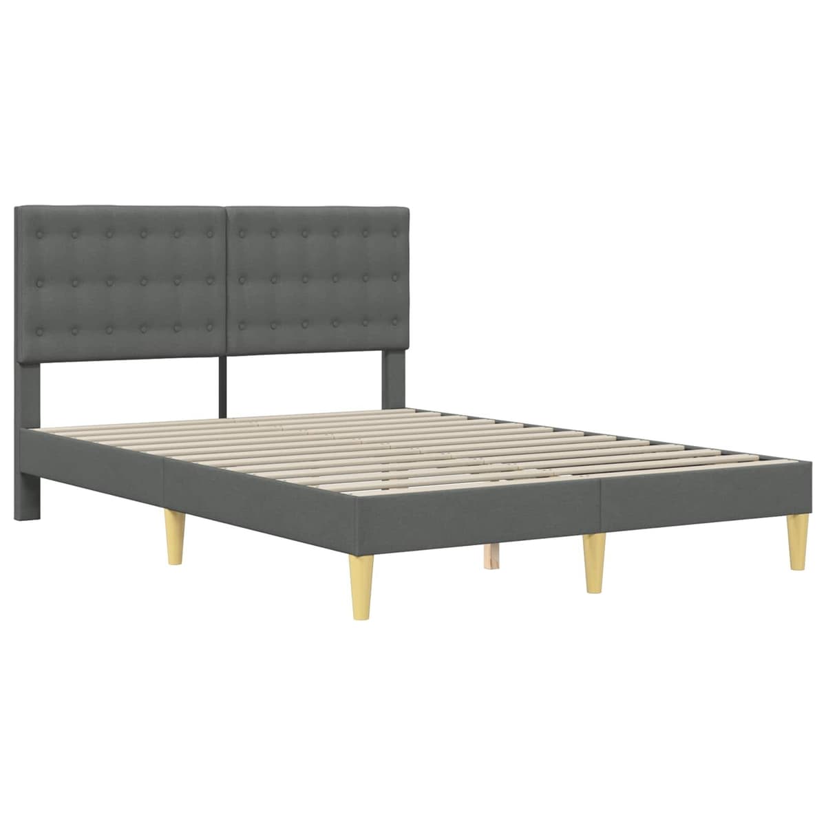 Dark Grey Fabric Headboard Bed Frame 137 x 190 cm