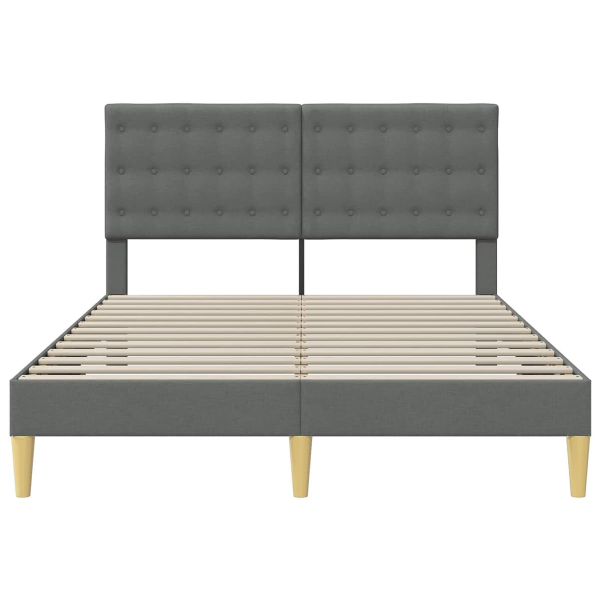 Dark Grey Fabric Headboard Bed Frame 137 x 190 cm