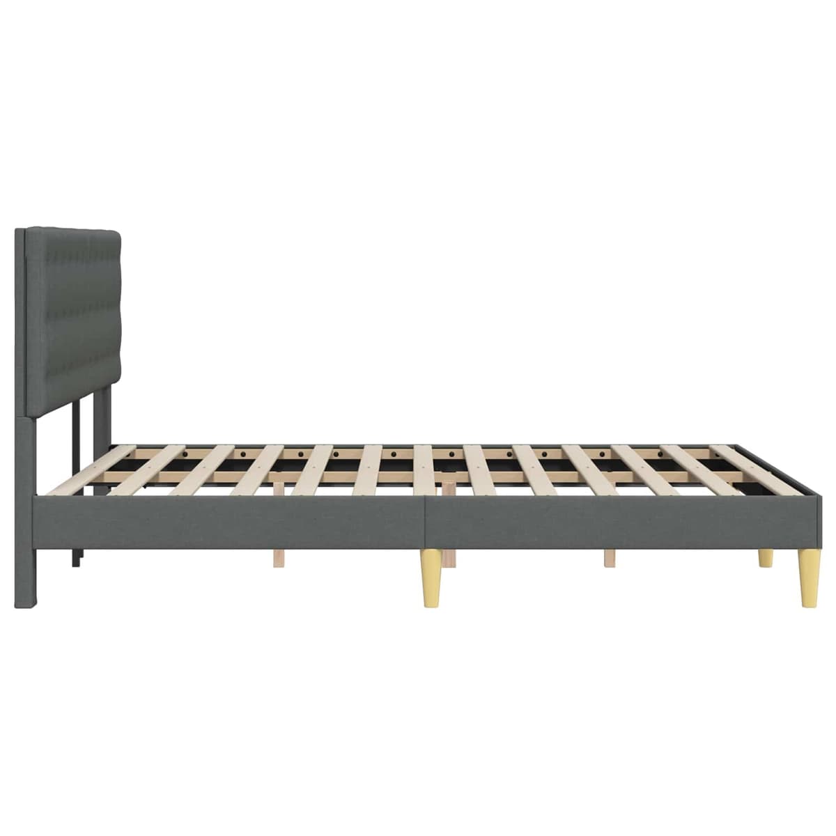 Dark Grey Fabric Headboard Bed Frame 137 x 190 cm