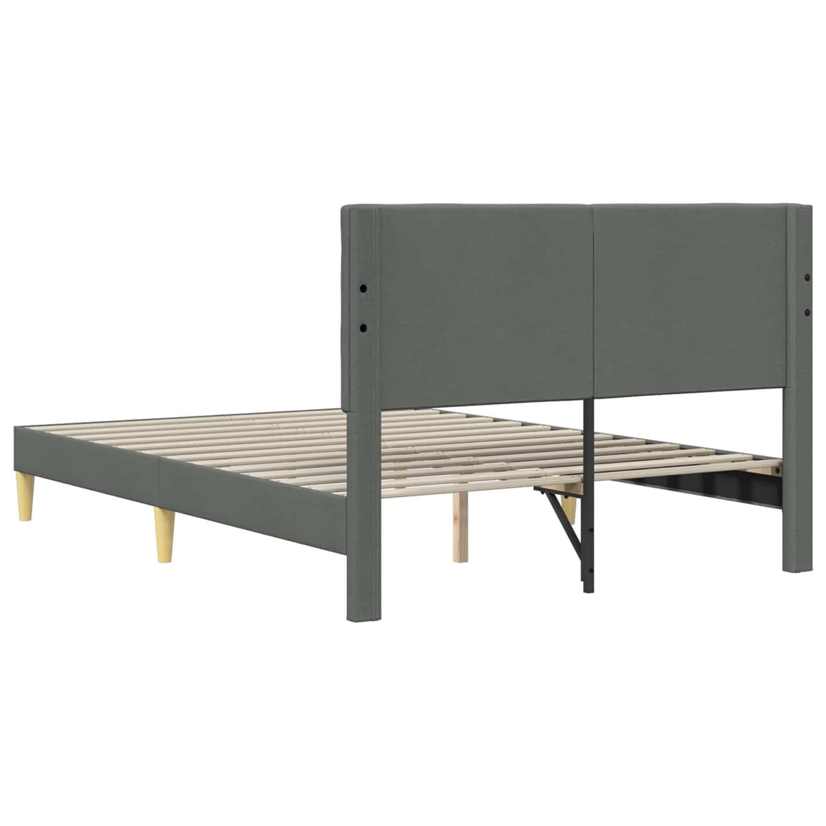 Dark Grey Fabric Headboard Bed Frame 137 x 190 cm