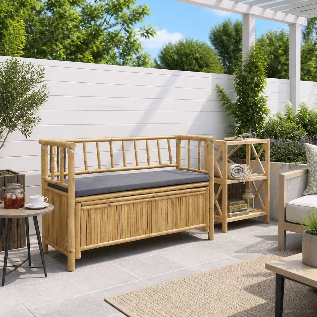 Bamboo Garden Storage Bench with Hidden Compartment