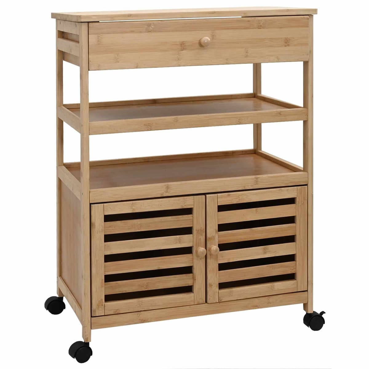 Bamboo Kitchen Trolley with Wheels for Easy Mobility