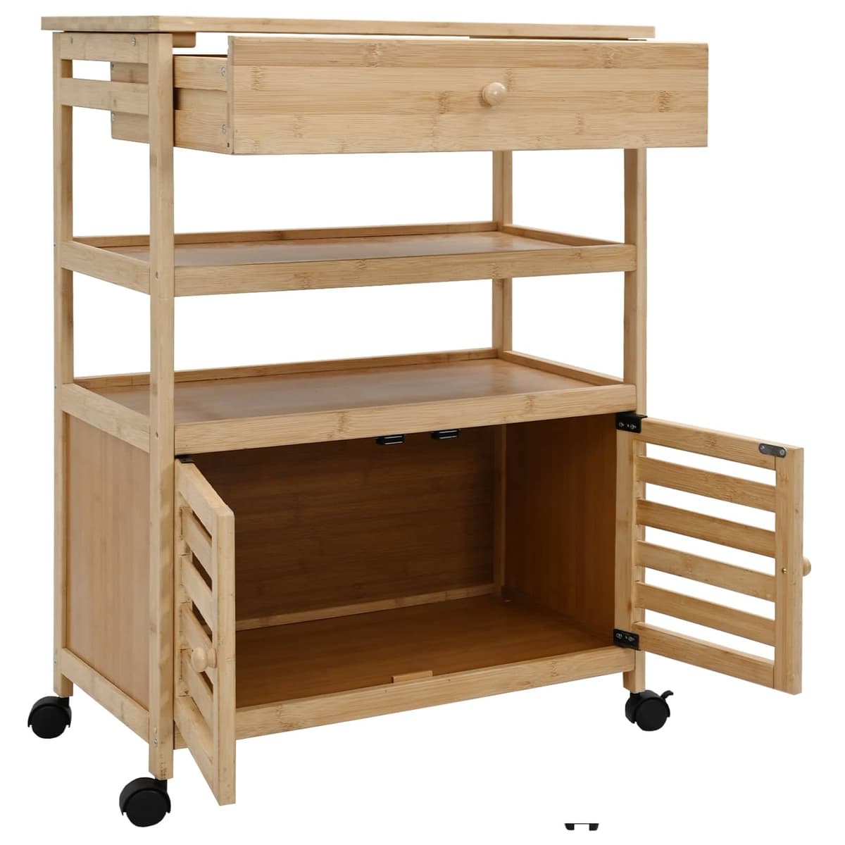Bamboo Kitchen Trolley with Wheels for Easy Mobility