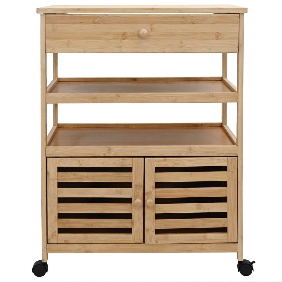 Bamboo Kitchen Trolley with Wheels for Easy Mobility