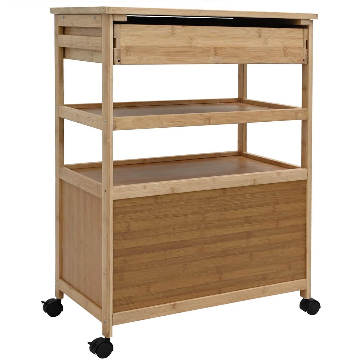 Bamboo Kitchen Trolley with Wheels for Easy Mobility