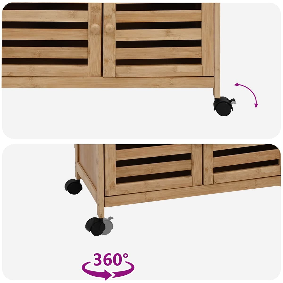 Bamboo Kitchen Trolley with Wheels for Easy Mobility