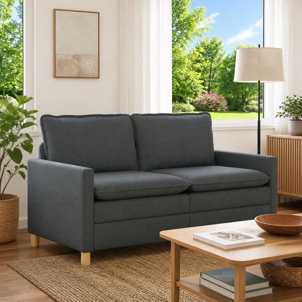 Dark Grey Sofa with Durable Metal Frame