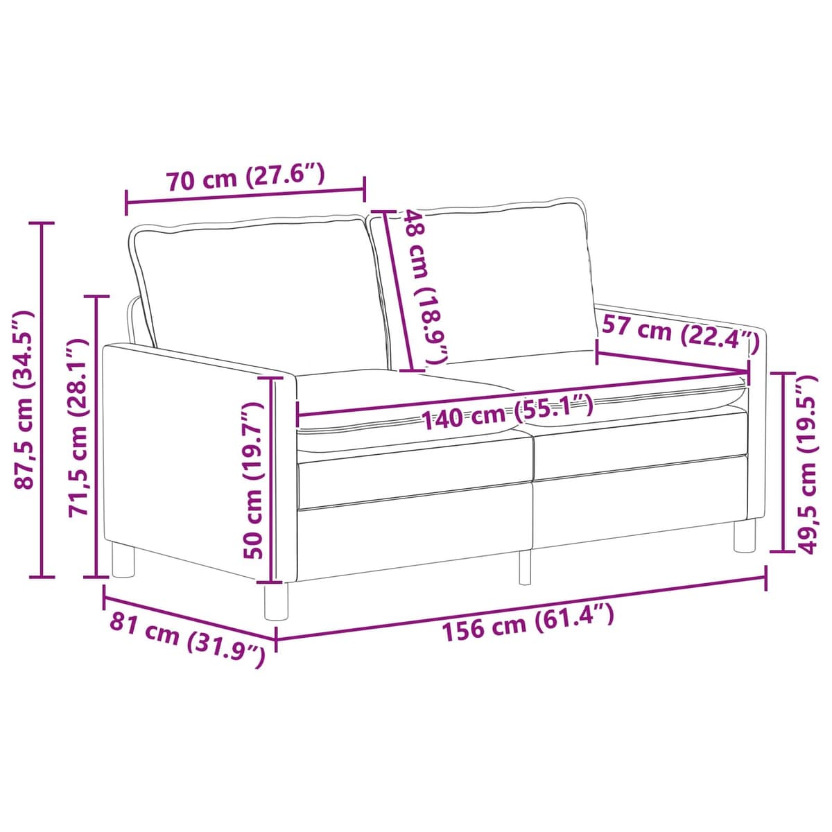 Dark Grey Sofa with Durable Metal Frame