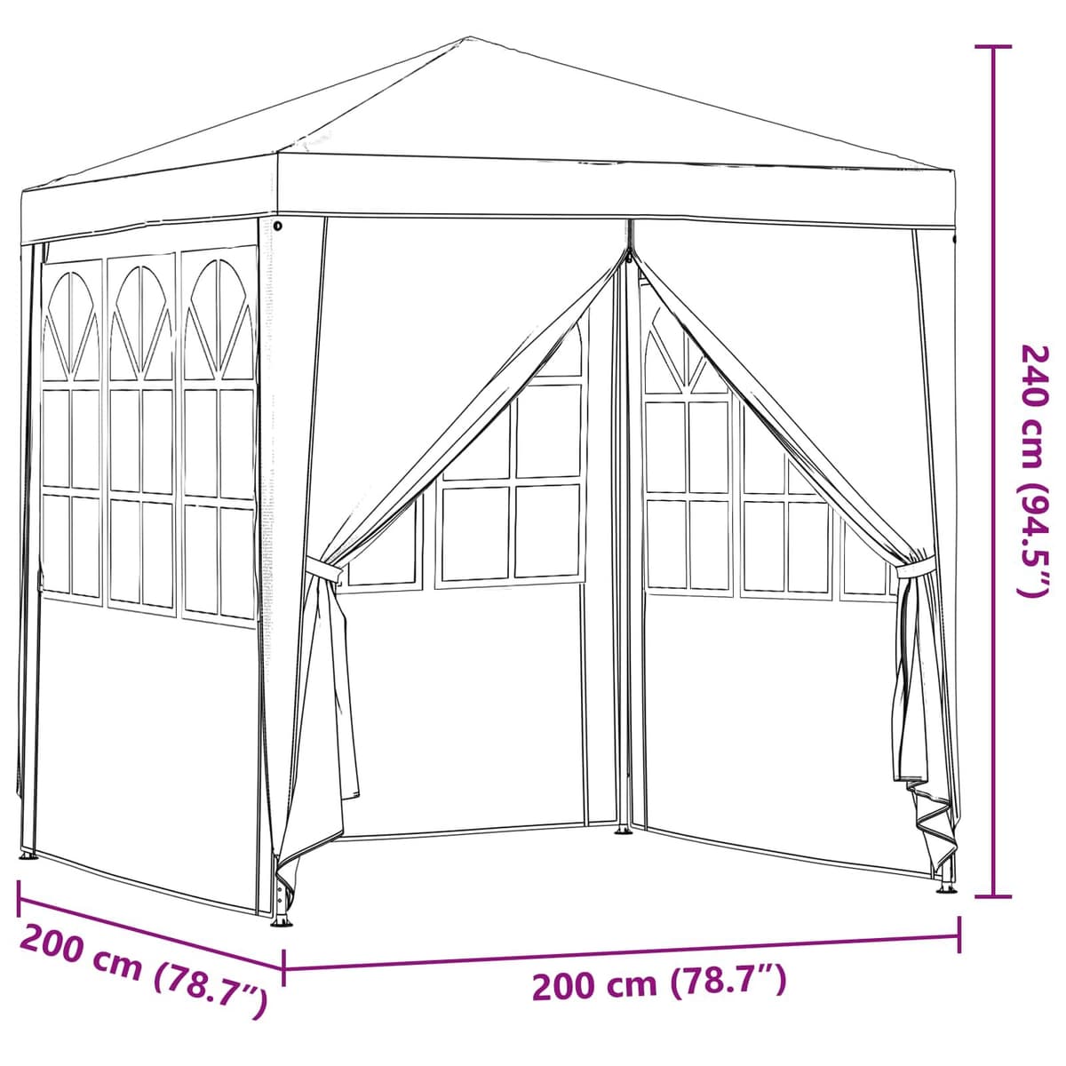 Grey Party Tent Gazebo 200x200x240cm Outdoor Canopy