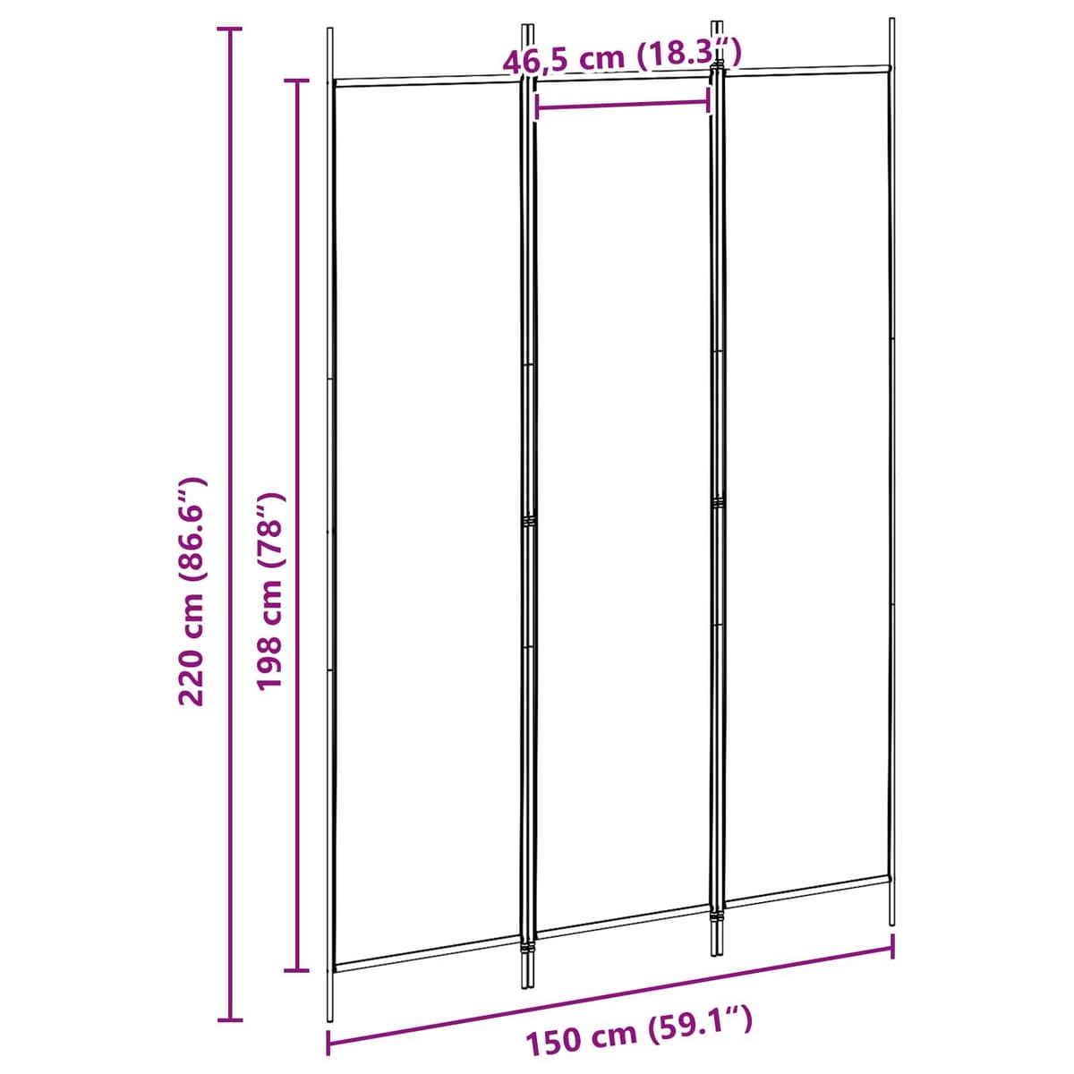 Beige 3-Panel Foldable Room Divider for Privacy