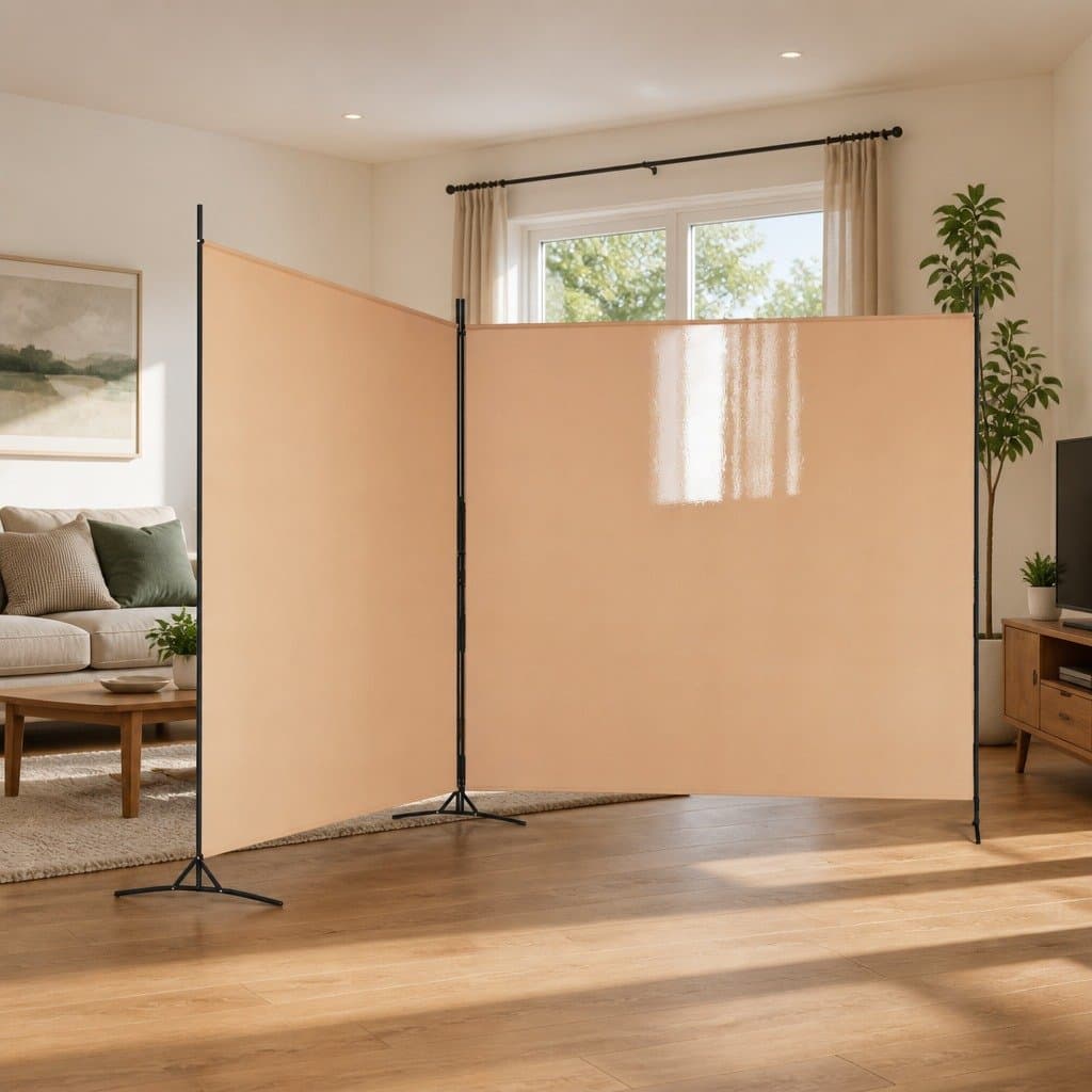 Beige 2-Panel Folding Room Divider with Sturdy Frame
