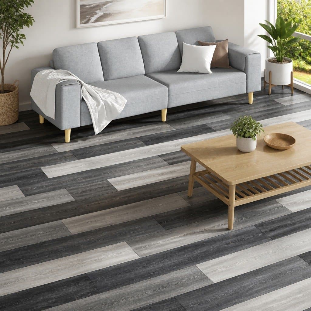 Self-Adhesive PVC Flooring Planks 18 Pieces Black White 5.26 m² DIY Indoor Floor