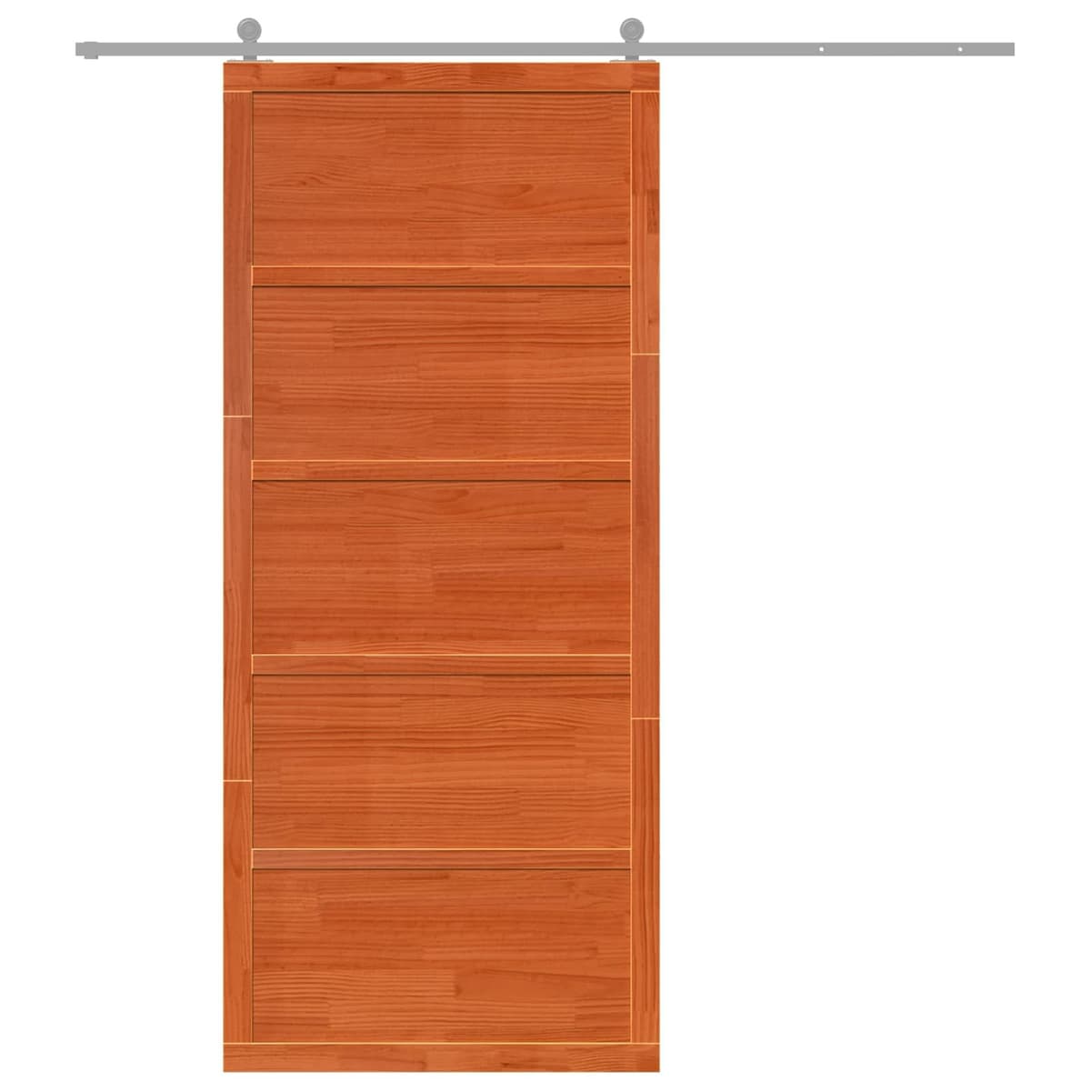 80cm Brown Solid Pine Wood Barn Door with Sliding Mechanism