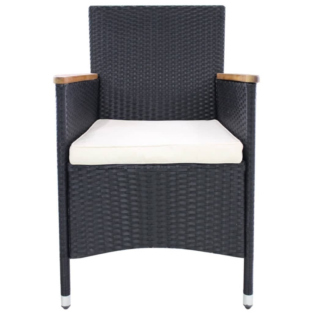 Black Poly Rattan Garden Chairs with Cushions