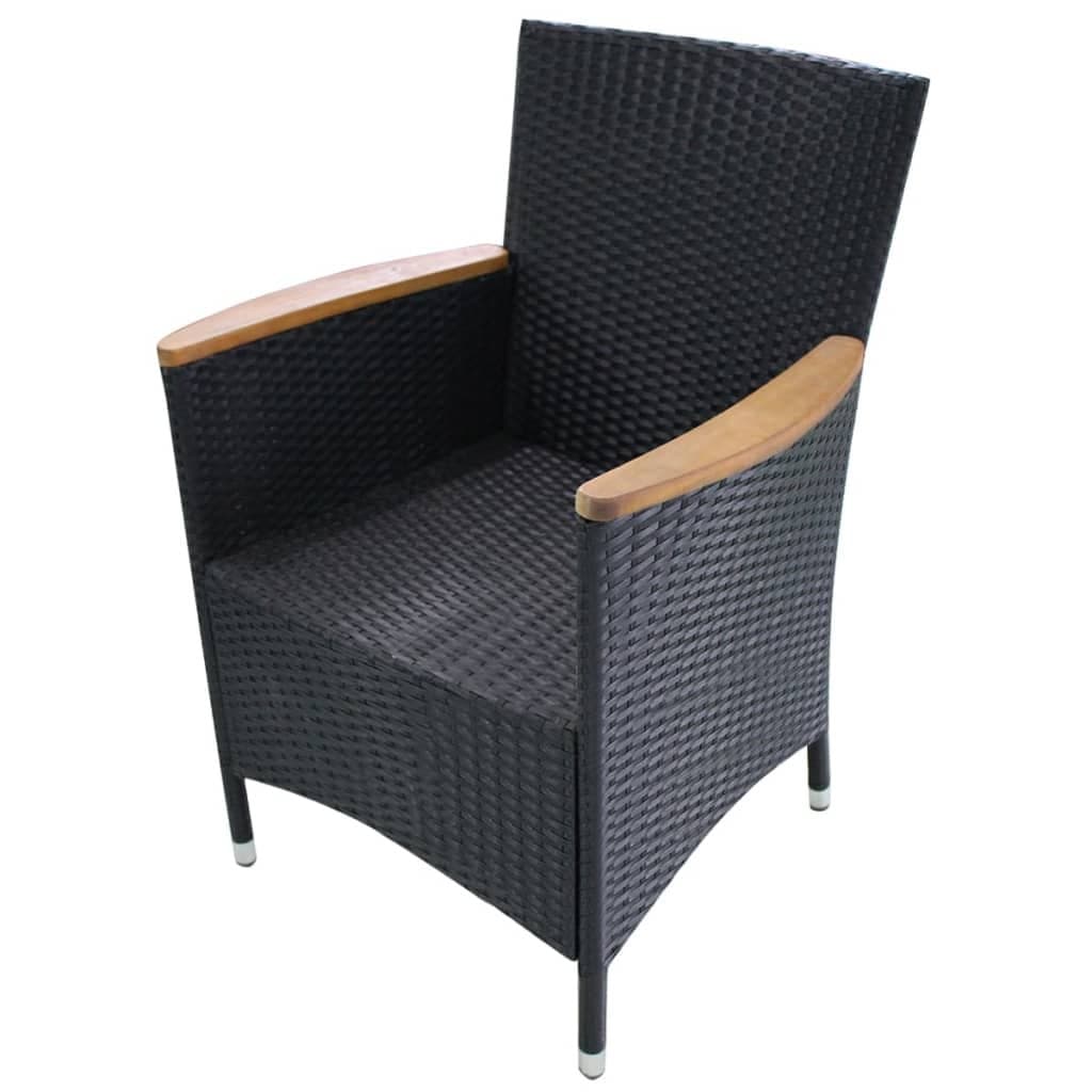 Black Poly Rattan Garden Chairs with Cushions