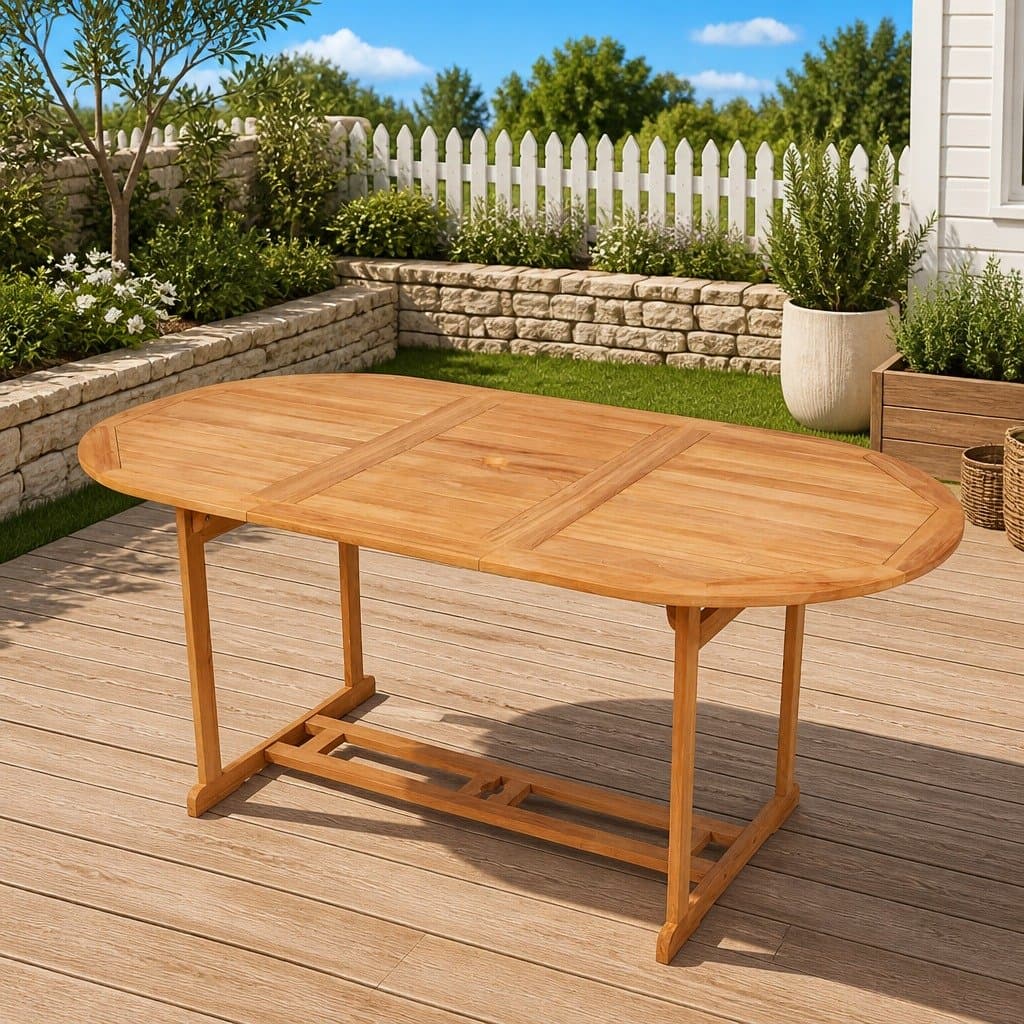 Solid Teak Wood Outdoor Dining Table 180x90x75cm