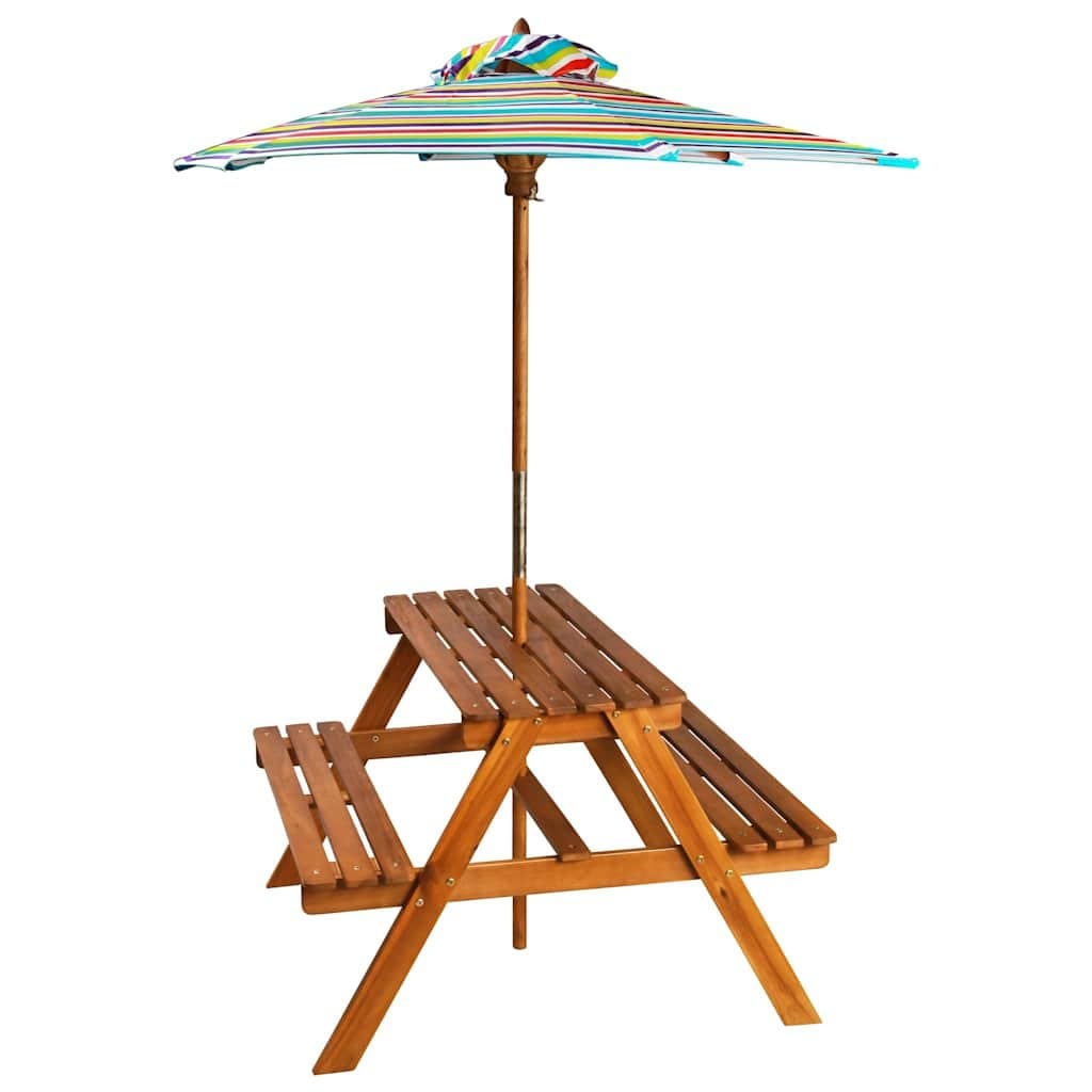 Kids Picnic Table with Benches and Parasol Outdoor Furniture Set Garden