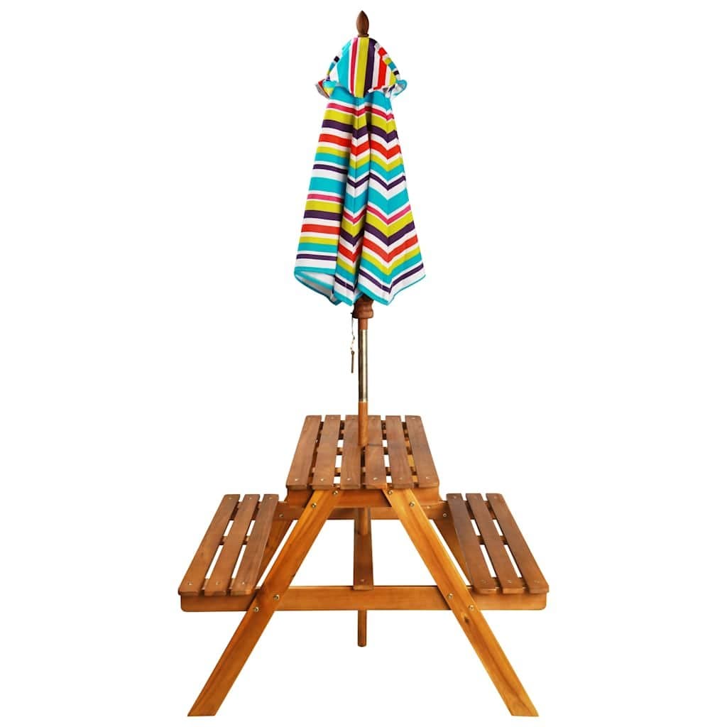 Kids Picnic Table with Benches and Parasol Outdoor Furniture Set Garden