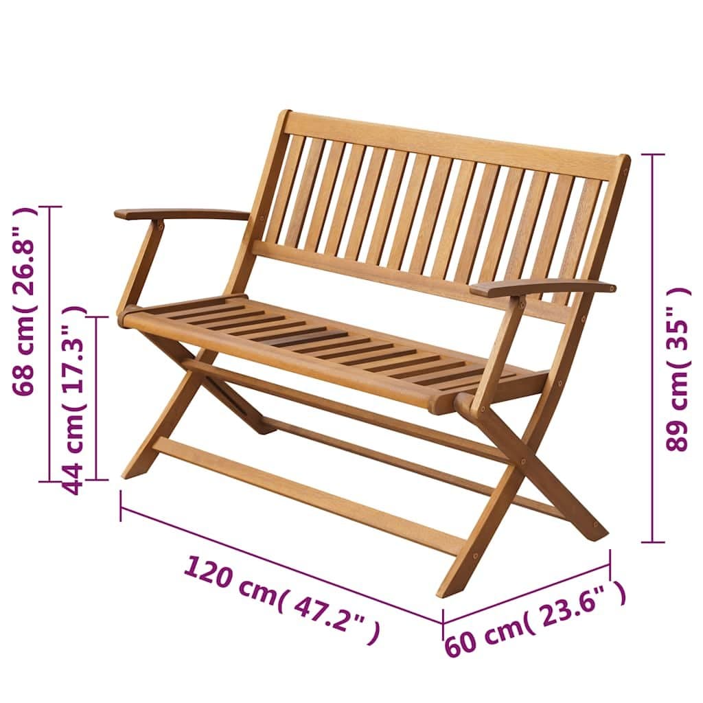 Outdoor Folding Garden Bench 120cm Acacia Wood
