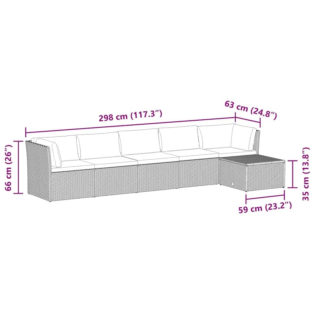 4 Piece Garden Lounge Sofa Set Chairs Footrest Outdoor Patio Rattan Cushions