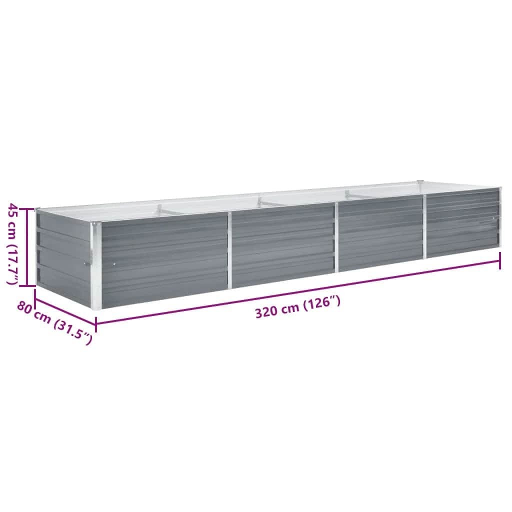 Metal Garden Planter Box Grey 320x80x45cm