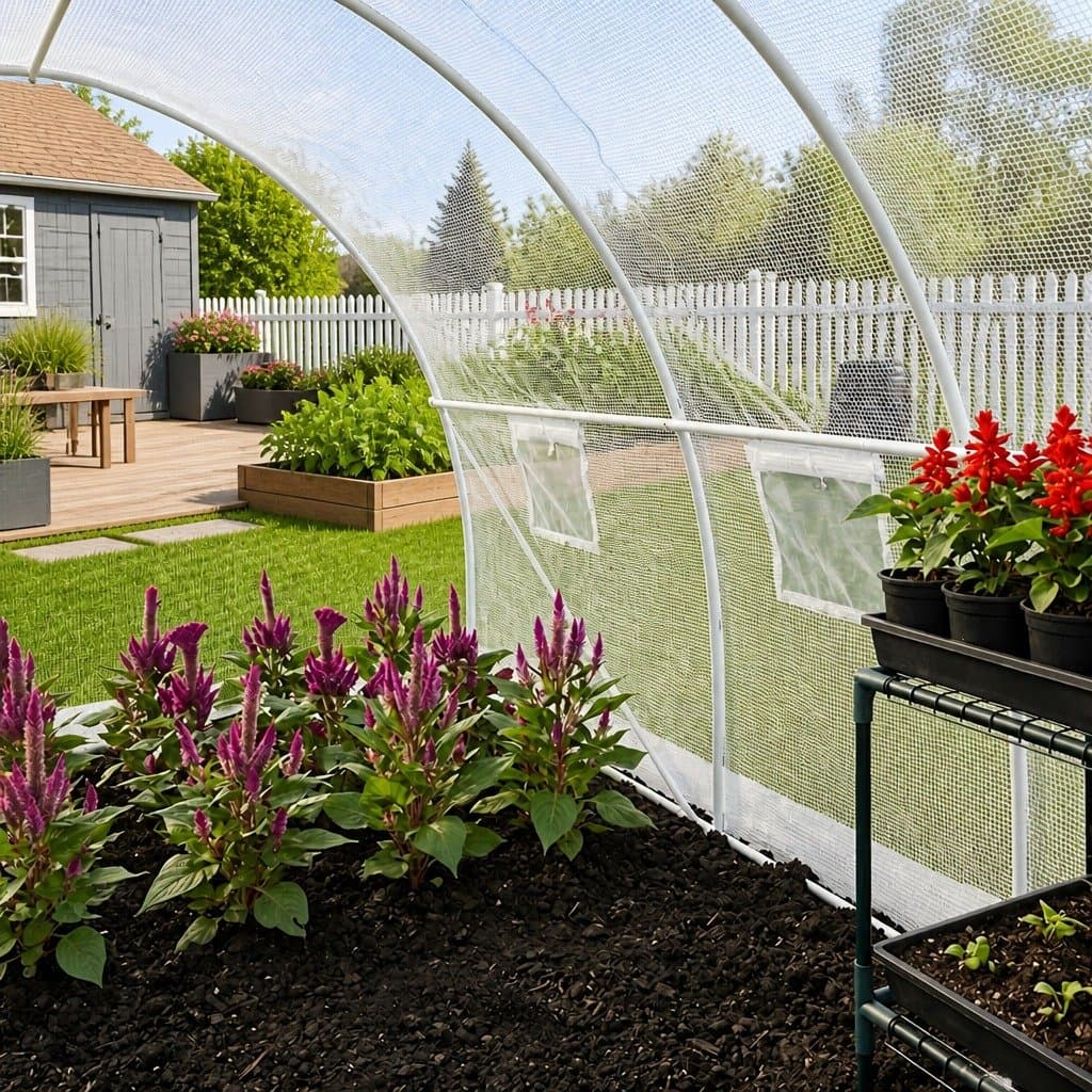 White Greenhouse for Plants with Ventilation Windows