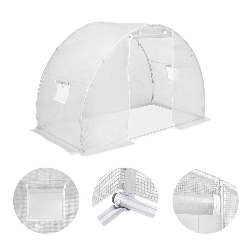 White Greenhouse for Plants with Ventilation Windows