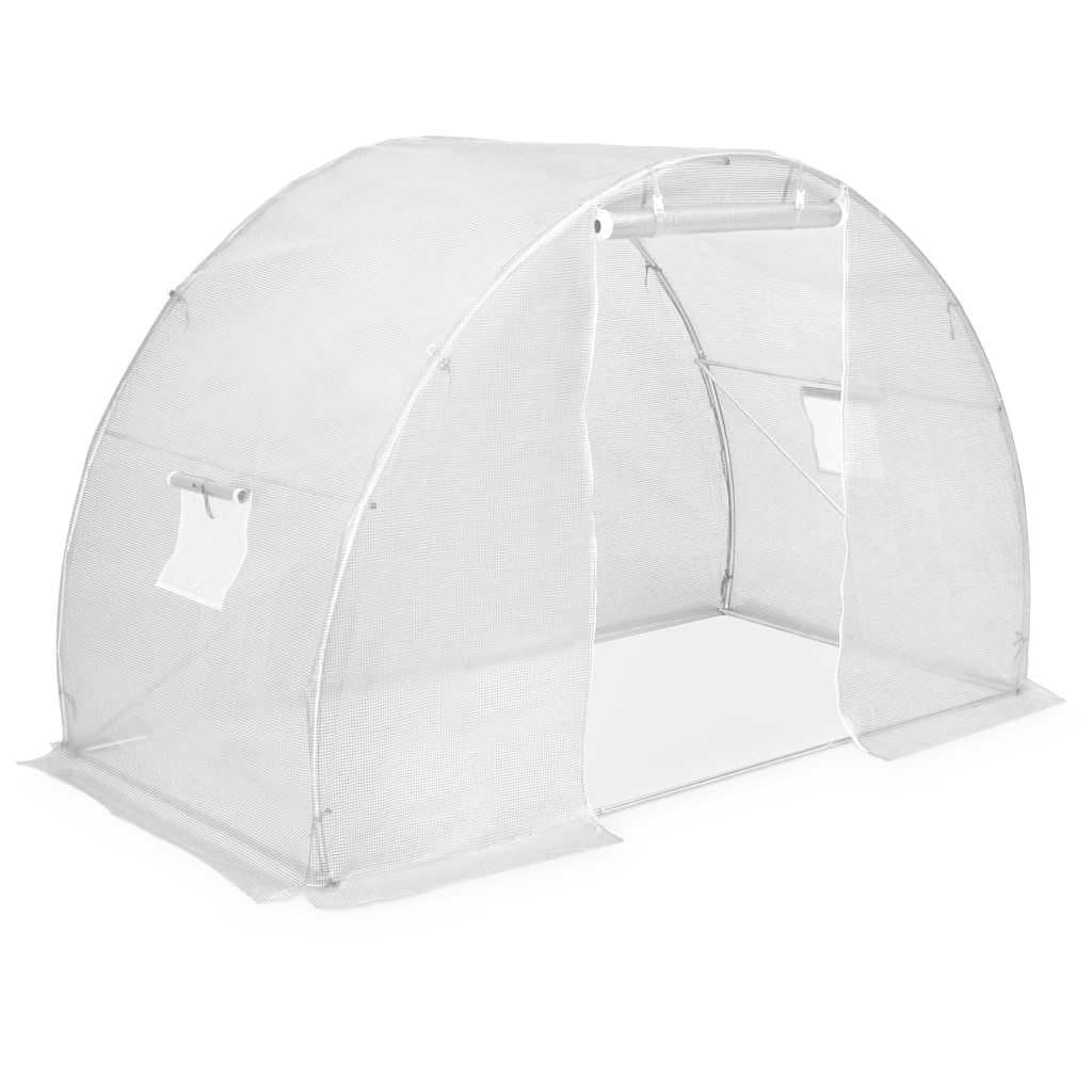 White Greenhouse for Plants with Ventilation Windows
