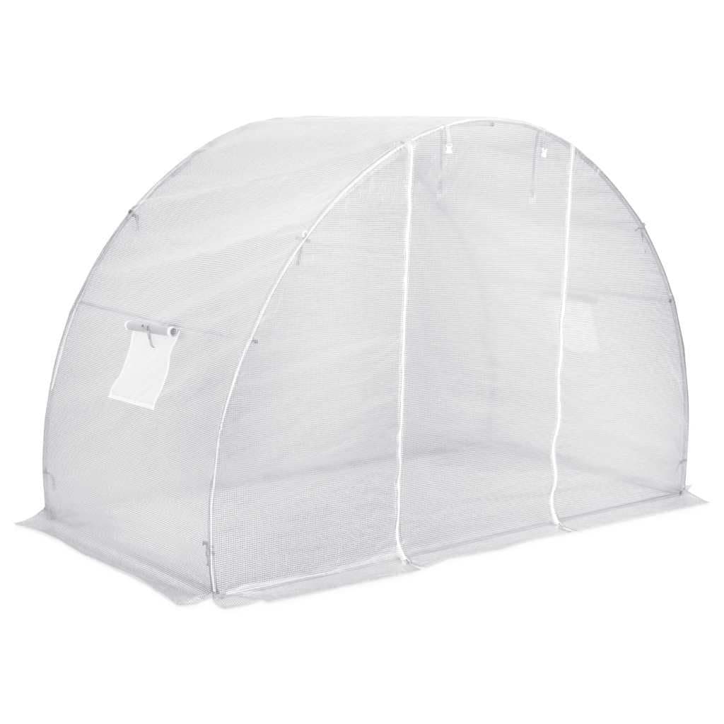 White Greenhouse for Plants with Ventilation Windows