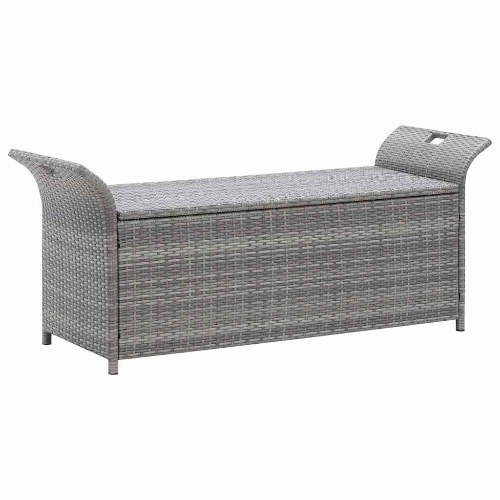 Grey Garden Rattan Storage Bench with Cushion
