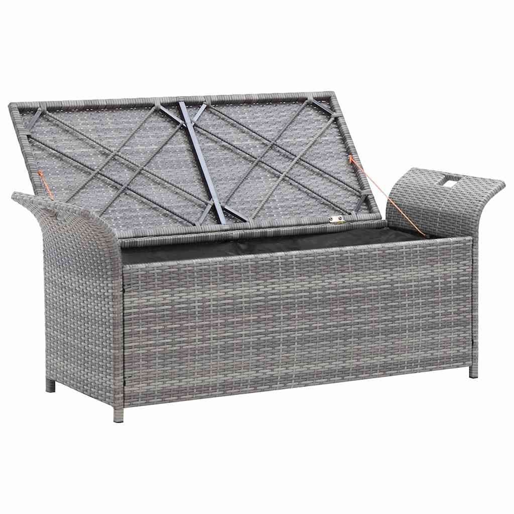 Grey Garden Rattan Storage Bench with Cushion