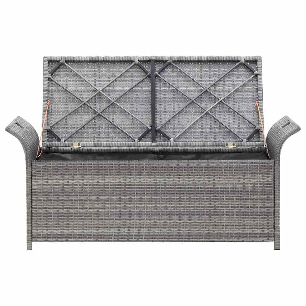 Grey Garden Rattan Storage Bench with Cushion