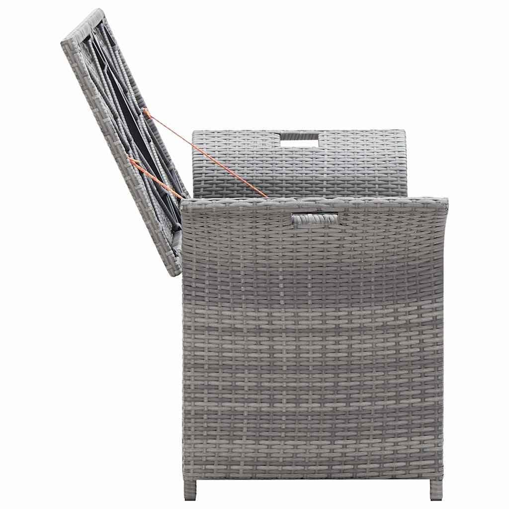 Grey Garden Rattan Storage Bench with Cushion