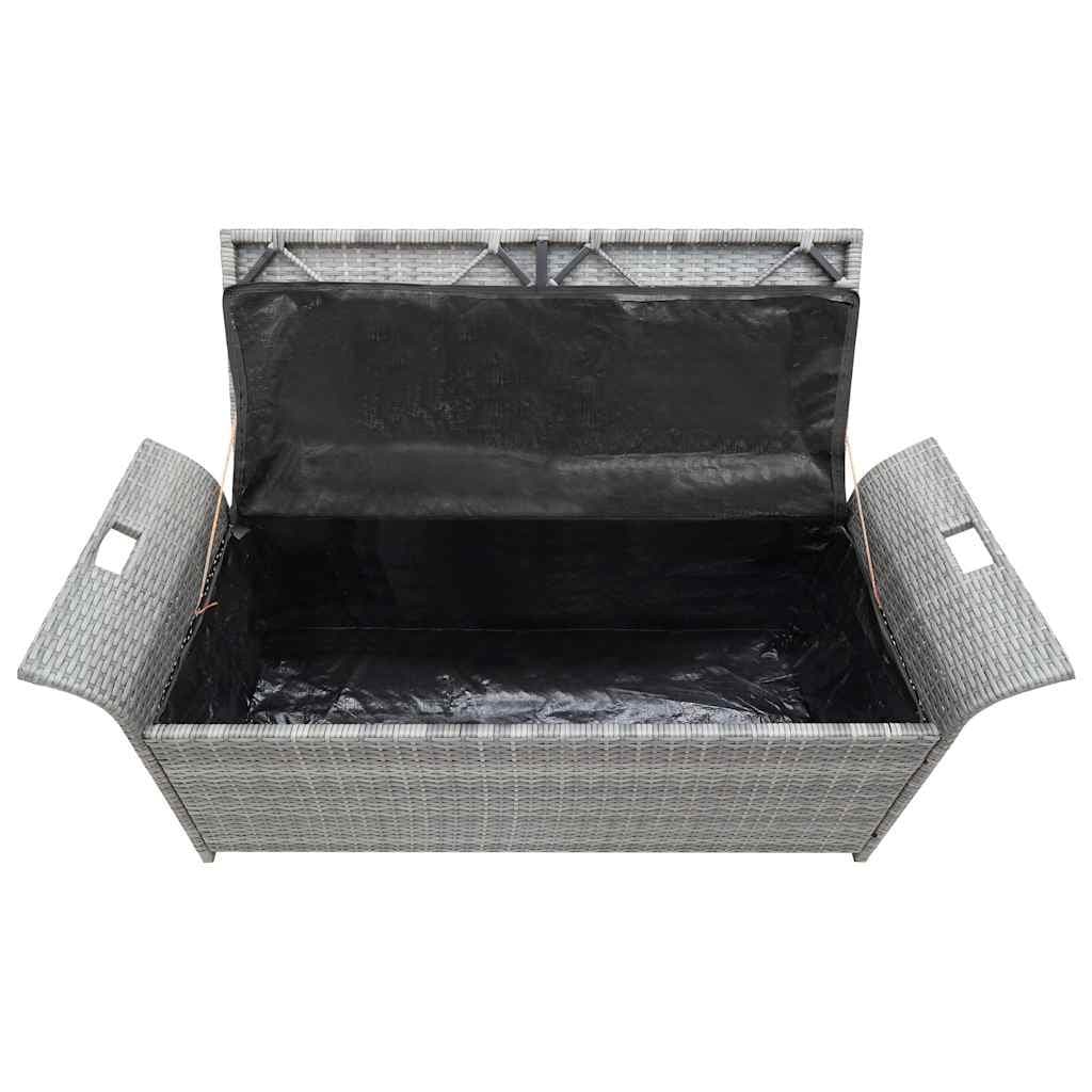 Grey Garden Rattan Storage Bench with Cushion