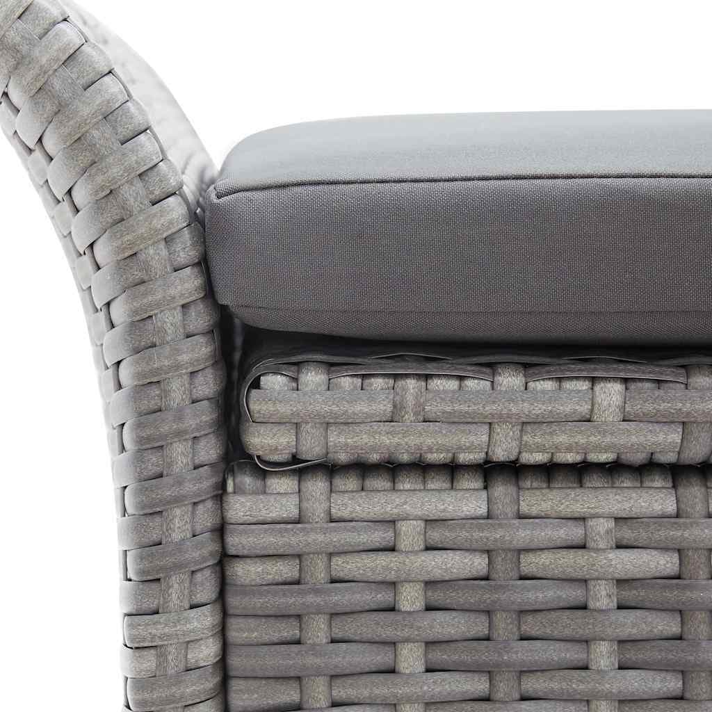 Grey Garden Rattan Storage Bench with Cushion