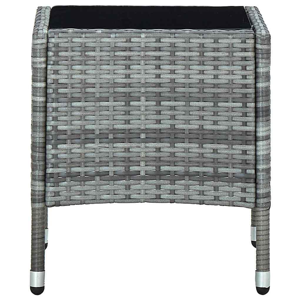 Grey Outdoor Garden Table with Glass Top 40x40x45 cm
