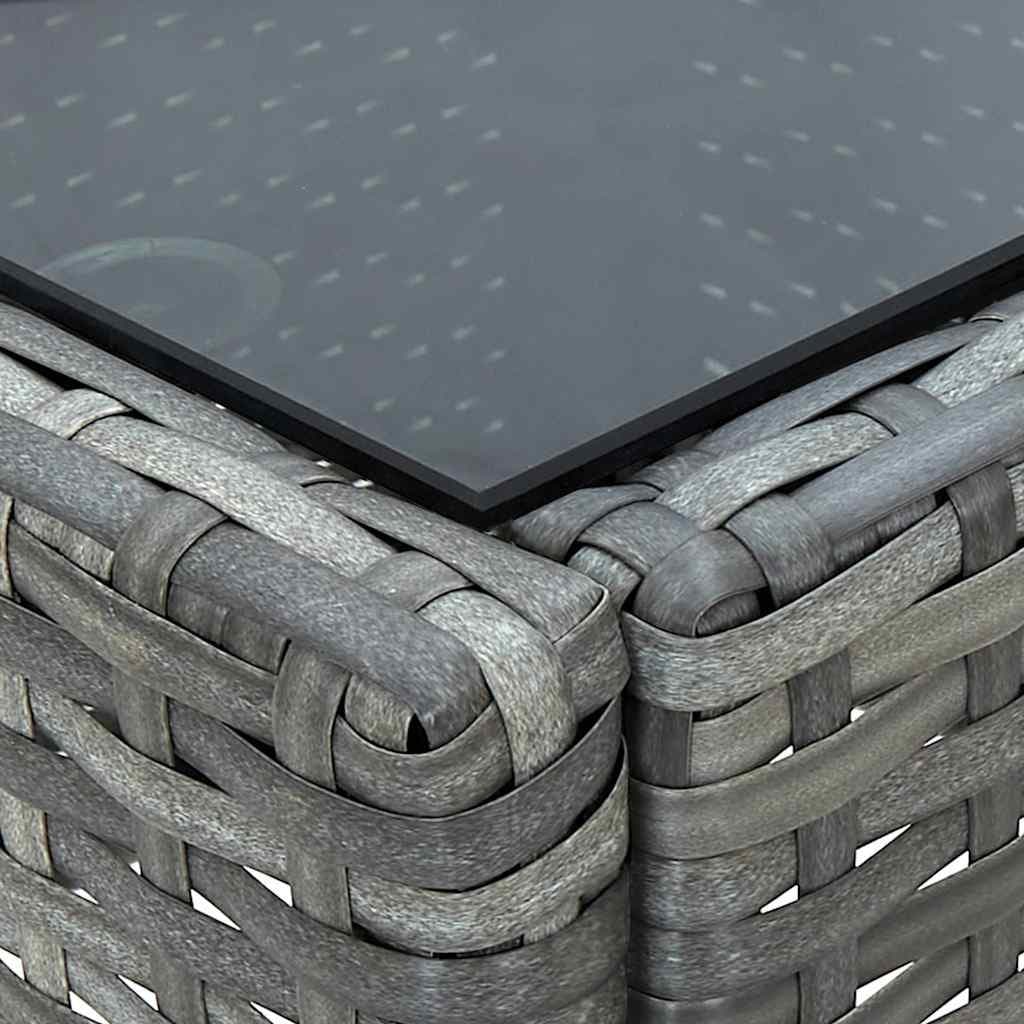 Grey Outdoor Garden Table with Glass Top 40x40x45 cm