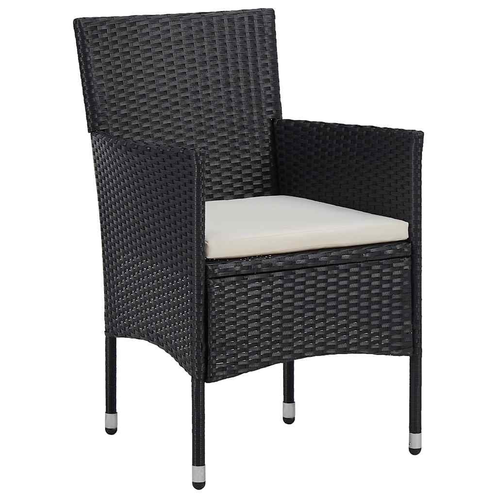 Black Poly Rattan Dining Chairs 2pc Set