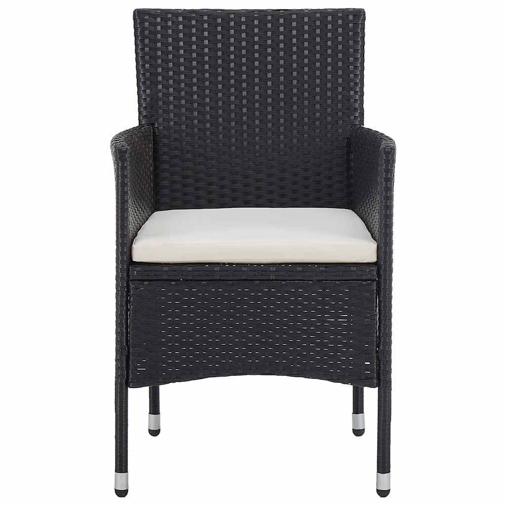 Black Poly Rattan Dining Chairs 2pc Set