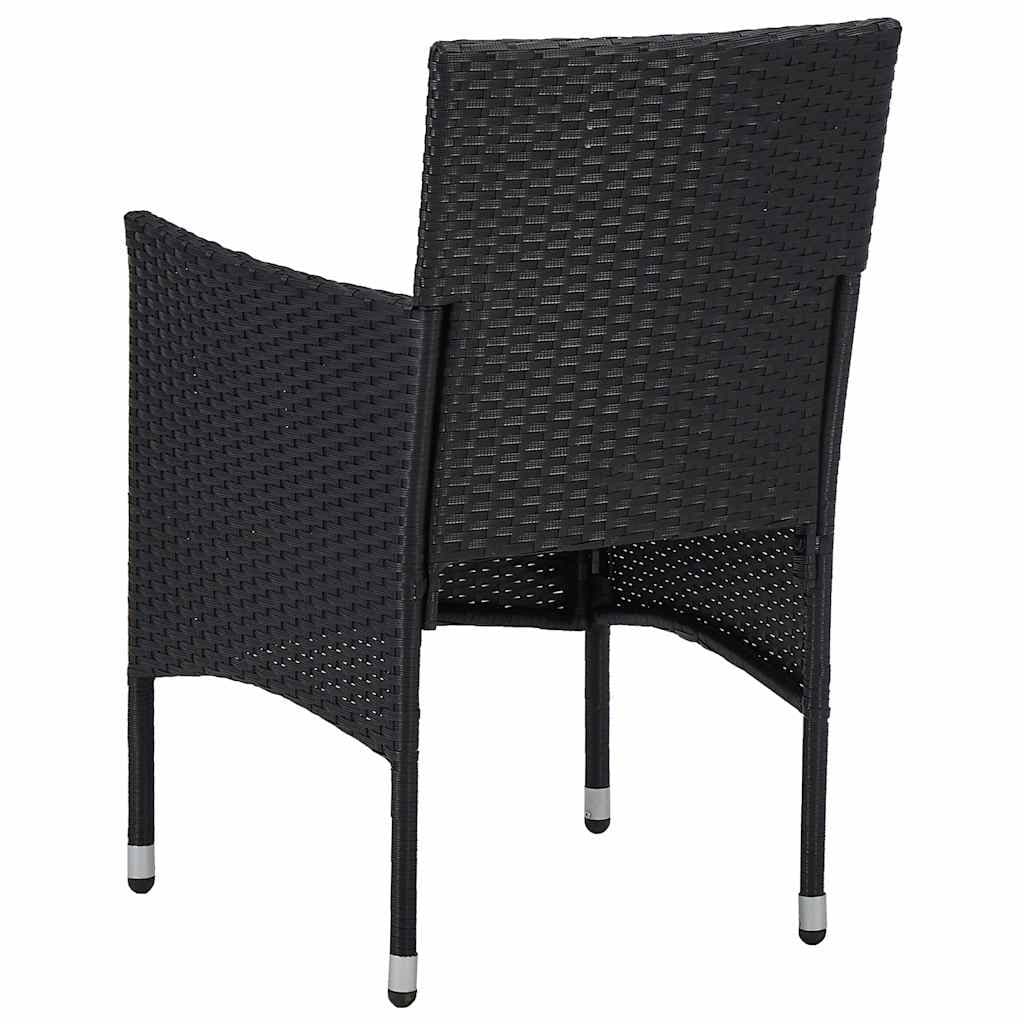Black Poly Rattan Dining Chairs 2pc Set