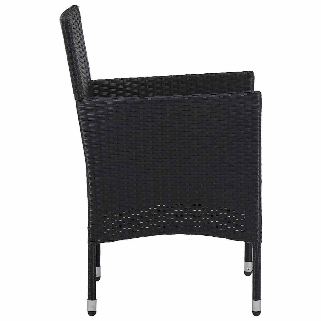 Black Poly Rattan Dining Chairs 2pc Set