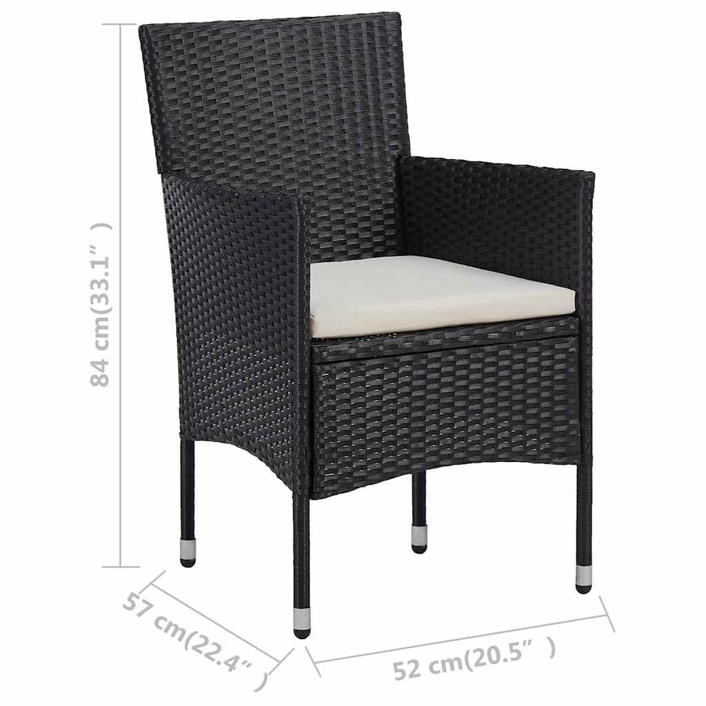 Black Poly Rattan Dining Chairs 2pc Set