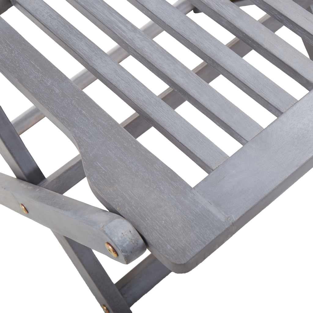 Grey Folding Outdoor Chairs 2 Pcs Solid Acacia Wood