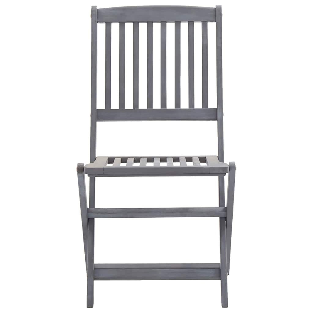 Grey Folding Outdoor Chairs 2 Pcs Solid Acacia Wood