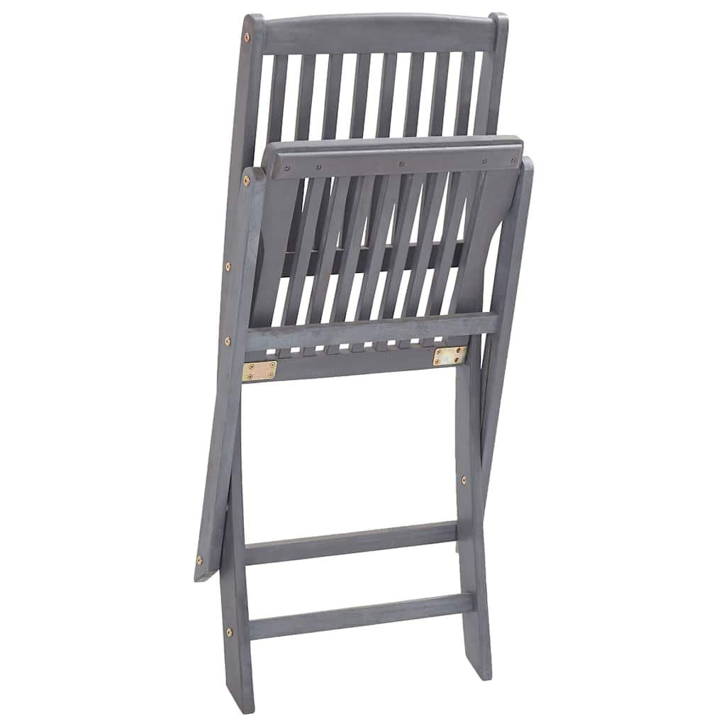 Grey Folding Outdoor Chairs 2 Pcs Solid Acacia Wood