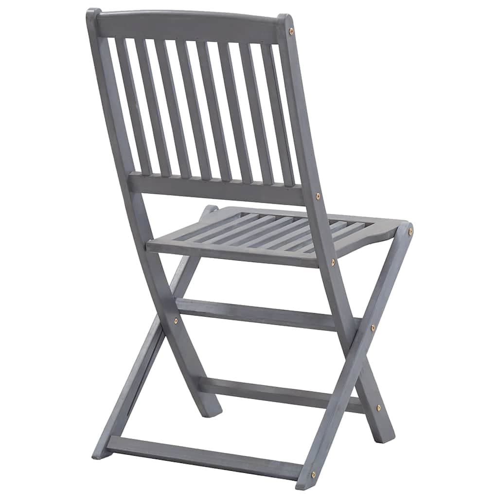 Grey Folding Outdoor Chairs 2 Pcs Solid Acacia Wood