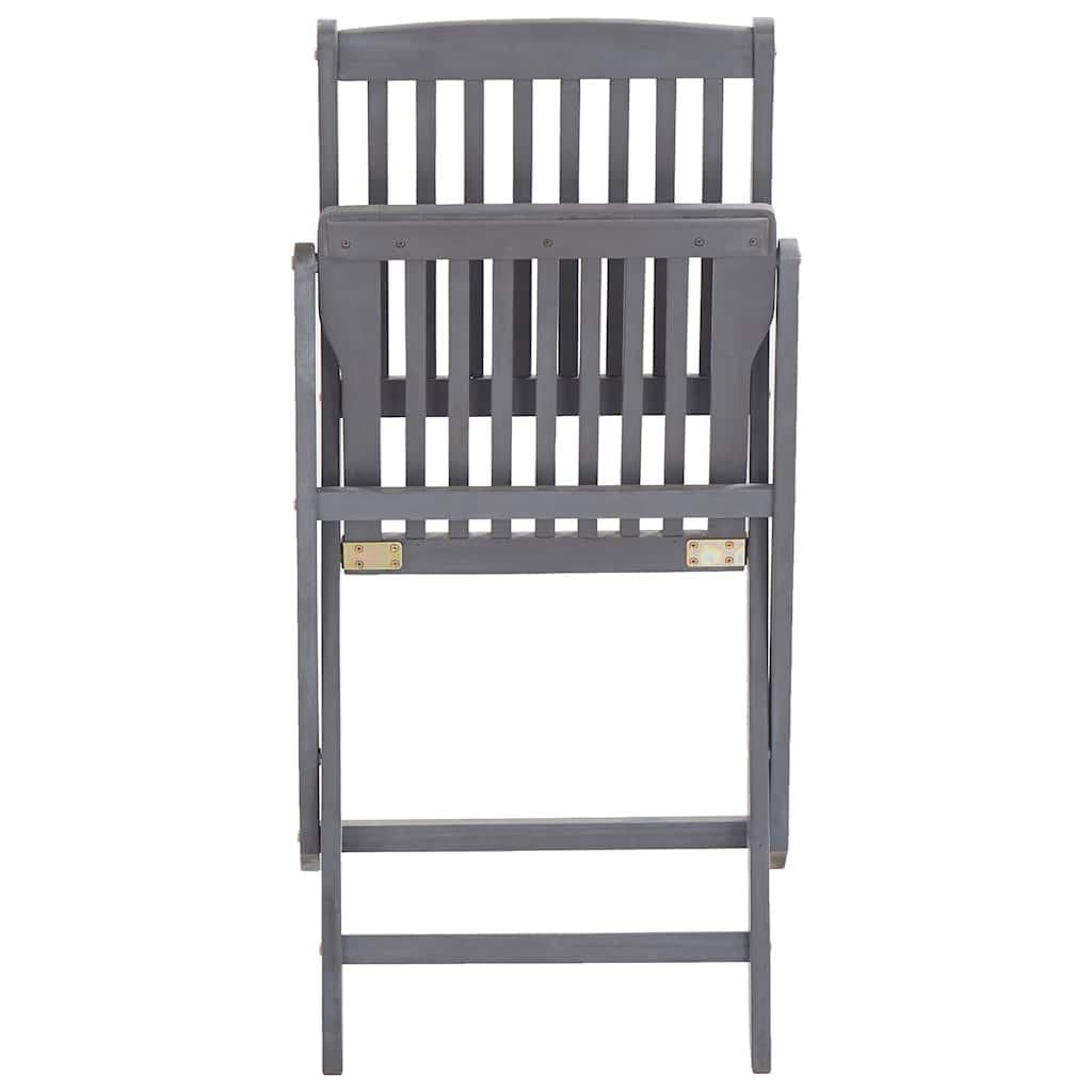 Grey Folding Outdoor Chairs 2 Pcs Solid Acacia Wood