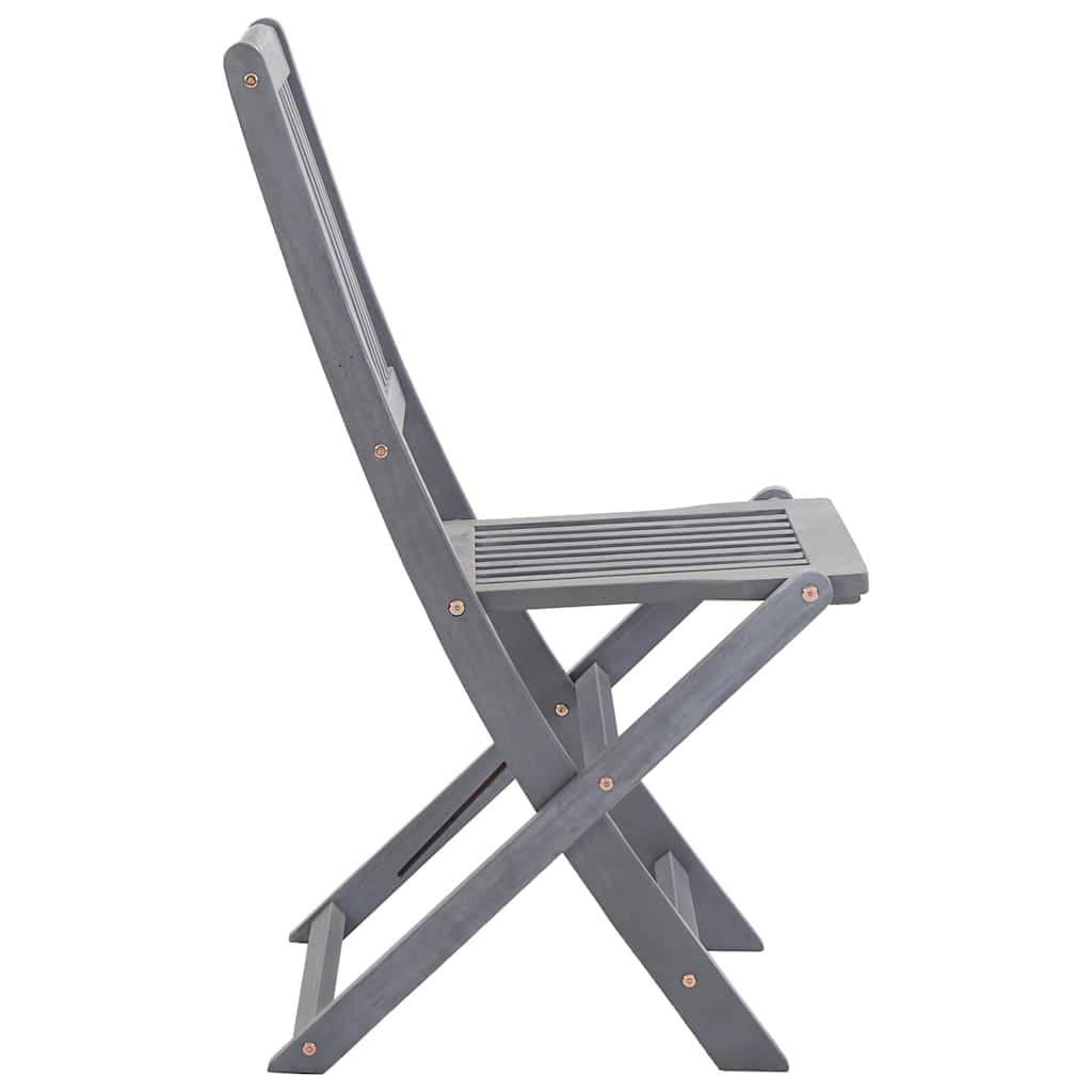 Grey Folding Outdoor Chairs 2 Pcs Solid Acacia Wood