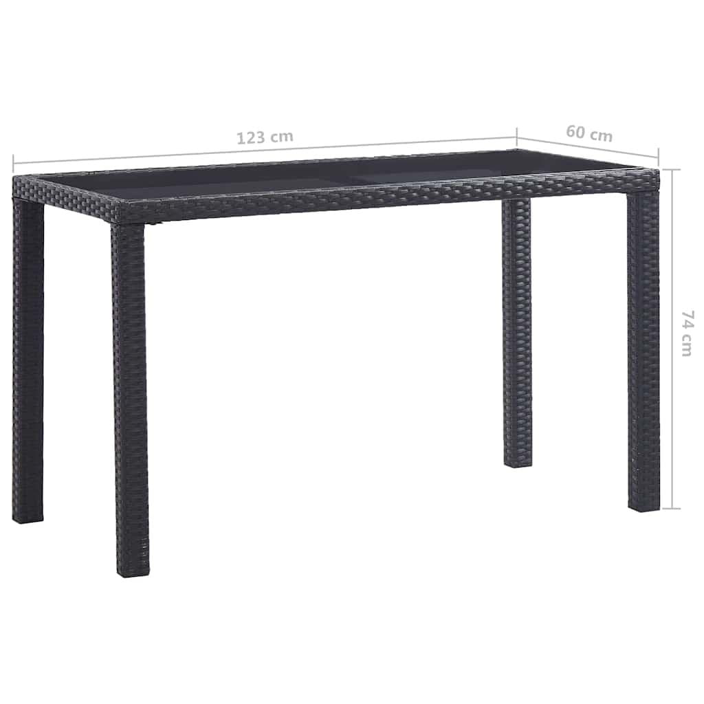 Black Garden Dining Table with Glass Top